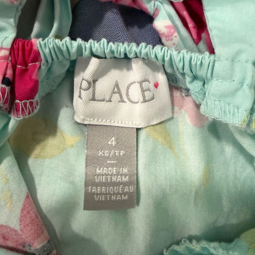 The Children’s Place Toddler Girl Floral Dress in Light Blue and Pink 4 XS - Picture 4 of 6